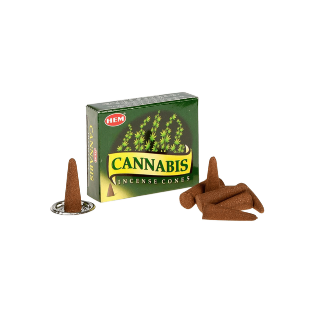 Ароматичні конуси Cannabis Конопля 10 шт. в уп. + підставка Hem 8901810480797 - Фото 1 Ароматичні конуси Cannabis Конопля 10 шт. в уп. + підставка Hem 8901810480797 - зображення 1