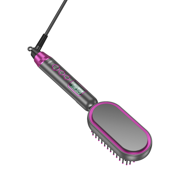 Гребінець для випрямлення волосся з цифровим дисплеєм HOCO HP44 Electric straightening hair comb with digital display(EU) Rose red - Фото 5 Гребінець для випрямлення волосся з цифровим дисплеєм HOCO HP44 Electric straightening hair comb with digital display(EU) Rose red - изображение 5