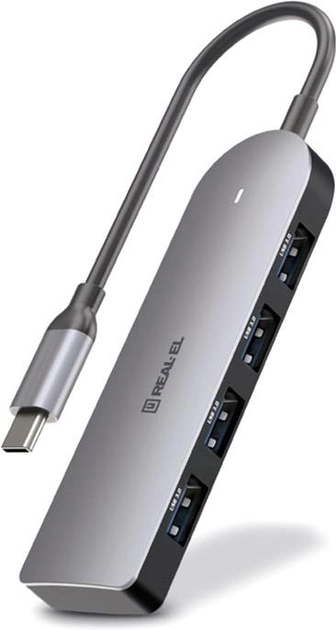 USB-хаб Real-El CQ-415 USB 3.0 Space Grey (EL123110001) - зображення 1
