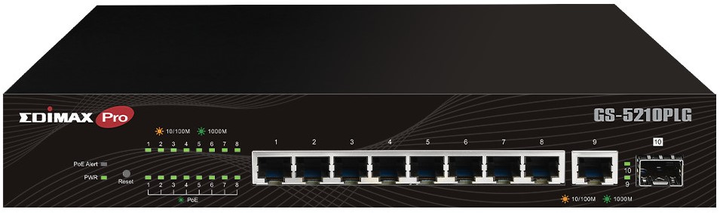 Комутатор Edimax GS-5210PLG 10-Port Gigabit Long Range PoE+ Web Smart Black - зображення 1