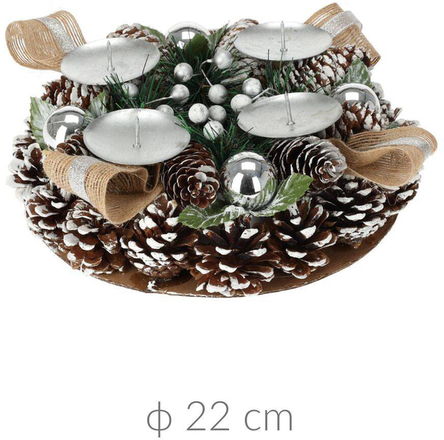 Підсвічник Home Styling Collection різдвяний адвент-вінок Сріблястий Ø 22 см (8720573729550) - зображення 2