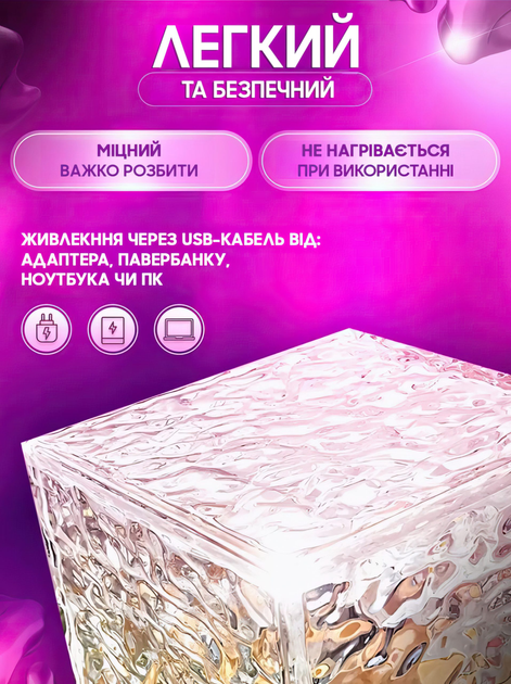 Ночник світильник Cube RGB проектор північного сяйва ефект водяної брижі 16 кольорів пульт ДК - Фото 6 Ночник світильник Cube RGB проектор північного сяйва ефект водяної брижі 16 кольорів пульт ДК - зображення 6