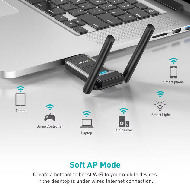 Wi-fi адаптер WI-FI 6 Edup EP-AX1697 1800 Mbps USB3.0 802.11AX Mu-MIMO - изображение 6