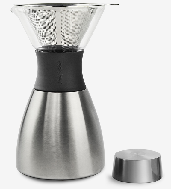 Zestaw do parzenia kawy Asobu Pour Over 1 L z termosem Silver (PO300 SILVER/BLACK) - obraz 2