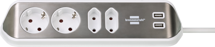 Подовжувач Brennenstuhl Estilo 4 розетки 2 USB порта 2 м White (1153590420) - зображення 1