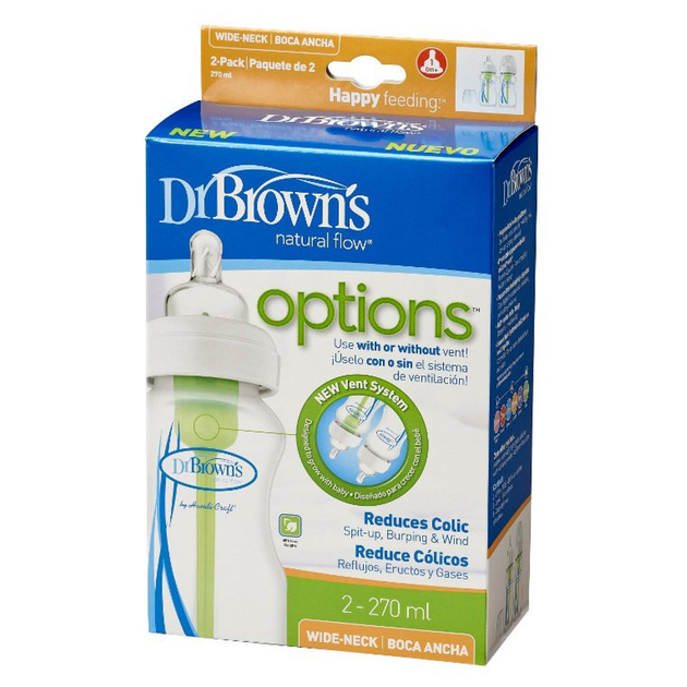 Набір пляшечок для годування Dr. Brown`s WB92005 Options Прозорий 2 х 270 мл/2 шт - зображення 2