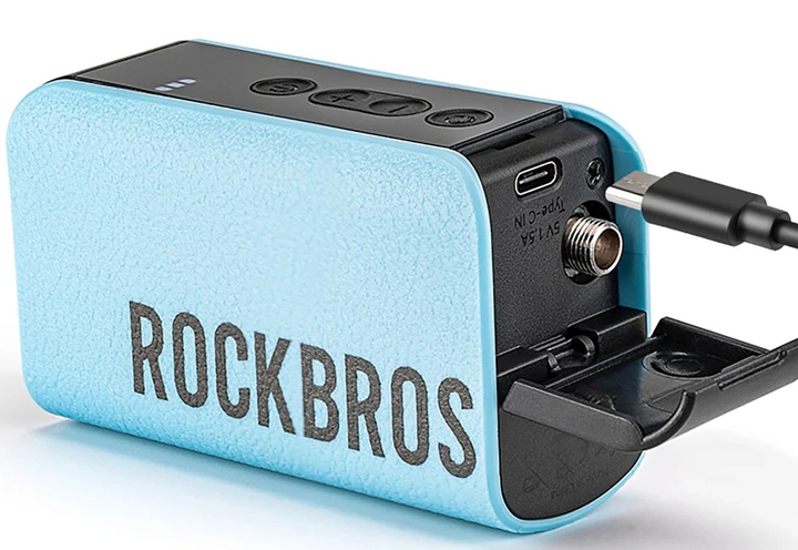 Pompka rowerowa elektryczna Rockbros z cyfrowym wyświetlaczem 42520006001 Niebieska (7683507140832) - obraz 3