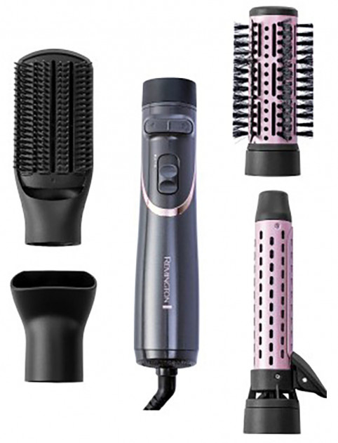 Фен-щітка Remington Curl & Straight Confidence, 800Вт, 2 режими, іоніз-я, оберт., хол. обдув,кейс, кераміка, сірий (AS8606) - изображение 12