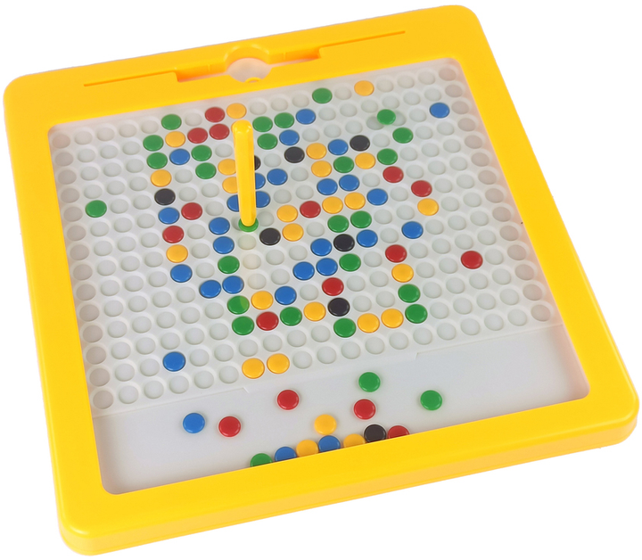 Мозаїка LEAN Toys Magpad Dots 16100 Магнітна дошка з намистинами 5 кольорів 100 деталей Жовта (5905679076477) - зображення 3
