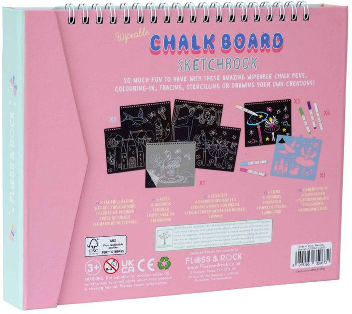 Szkicownik Floss & Rock Chalk Board Baleriny z kredowymi pisakami (5055166359672) - obraz 3