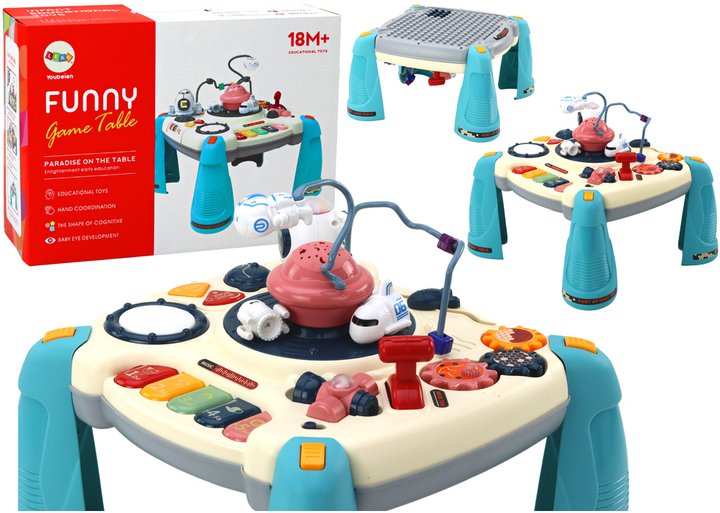 Stolik edukacyjny LEAN Toys Interaktywne pianino Kosmos Niebieski (5905991003823) - obraz 2