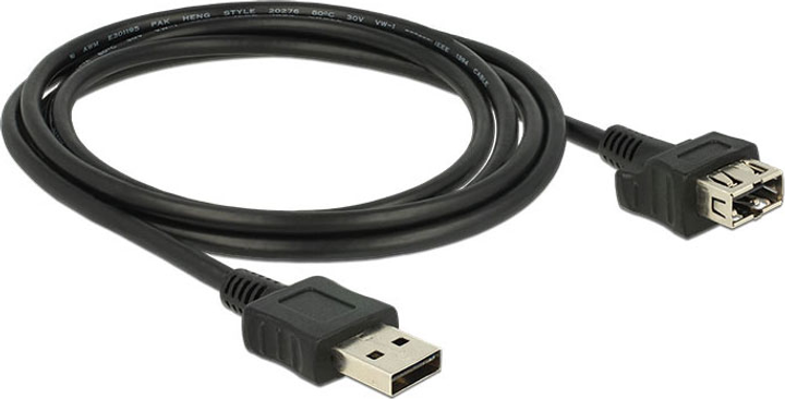 Кабель Delock EASY-USB 2.0 Type-A - EASY-USB 2.0 Type-A Black 2 м (4043619836659) - зображення 2