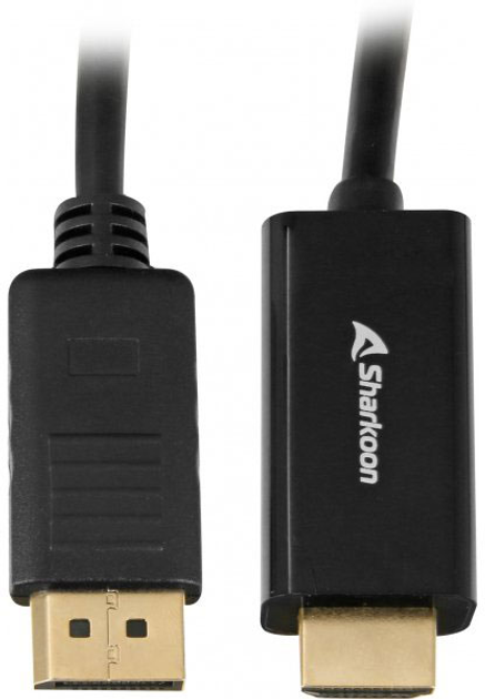 Kabel Sharkoon adapter Displayport 1.2 do HDMI 4K Black 1 m (4044951037667) - obraz 1