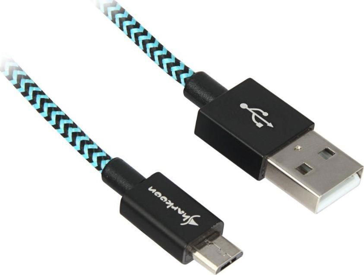 Кабель Sharkoon USB 2.0 USB-A - Micro-USB Black/Blue 2 м (4044951027095) - зображення 1