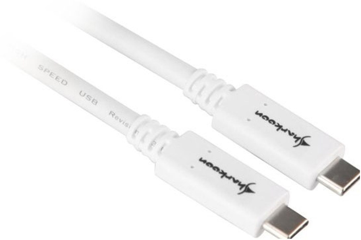 Kabel Sharkoon USB 3.2 Gen 2 USB-C - USB-C White 1 m (4044951021185) - obraz 1