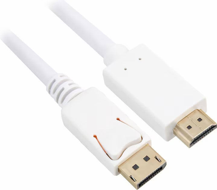 Kabel Sharkoon Displayport 1.2 do HDMI 4K White 1 m (4044951020263) - obraz 1