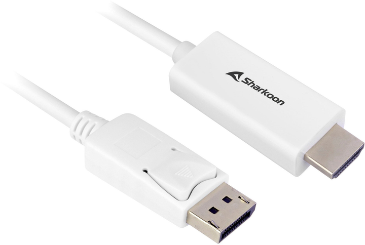 Kabel Sharkoon adapter Displayport 1.2 - HDMI 4K White 2 m (4044951037711) - obraz 1