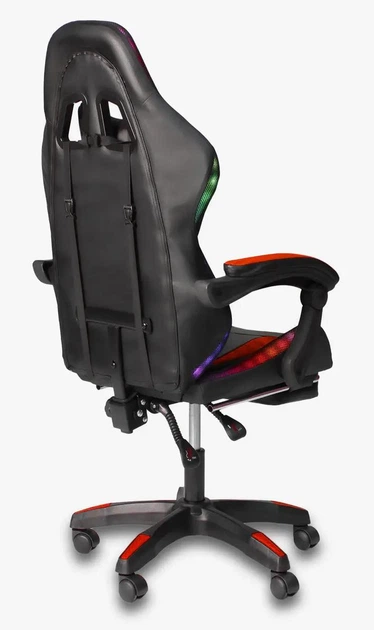 Геймерське Крісло з RGB Підсвіткою Комп'ютерне Ігрове Vecotti GT PRO LED RED з Підставкою для Ніг Червоне до 120 кг - зображення 9