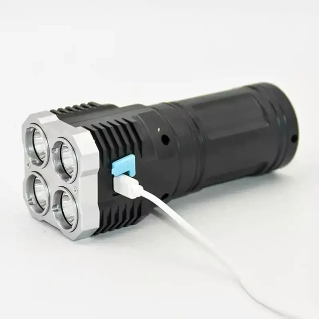 Фонарь ручной BL-X508 прожекторный аккумуляторный 1200 мА·ч USB с боковым COB-светом водонепроницаемый Черный - изображение 2
