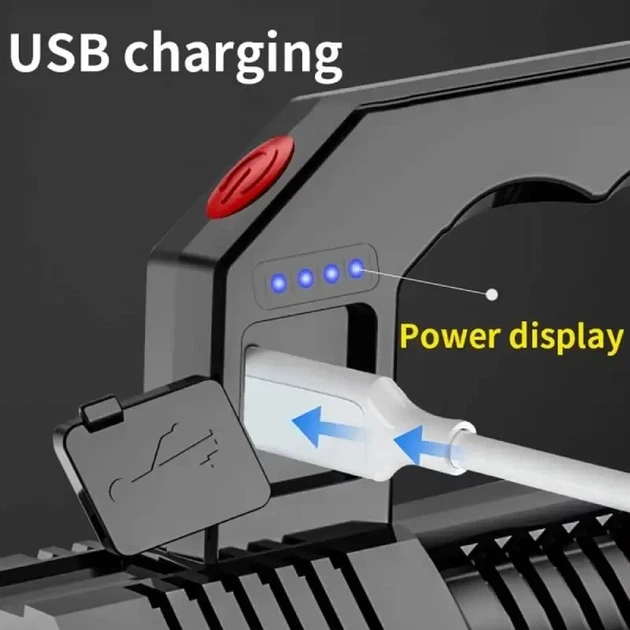Фонарь ручной BL-X508 прожекторный аккумуляторный 1200 мА·ч USB с боковым COB-светом водонепроницаемый Черный - изображение 7