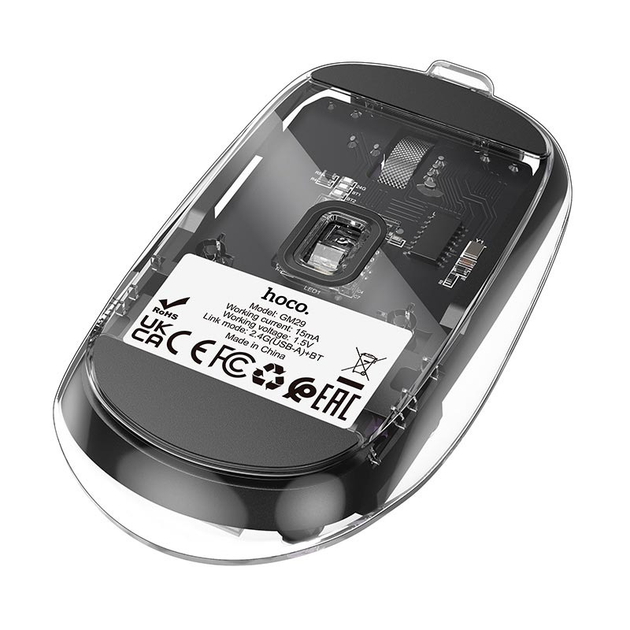 Миша комп'ютерна бездротова HOCO Mysterious dual-mode silent wireless mouse GM29 800/1200/1600dpi Чорний - зображення 2