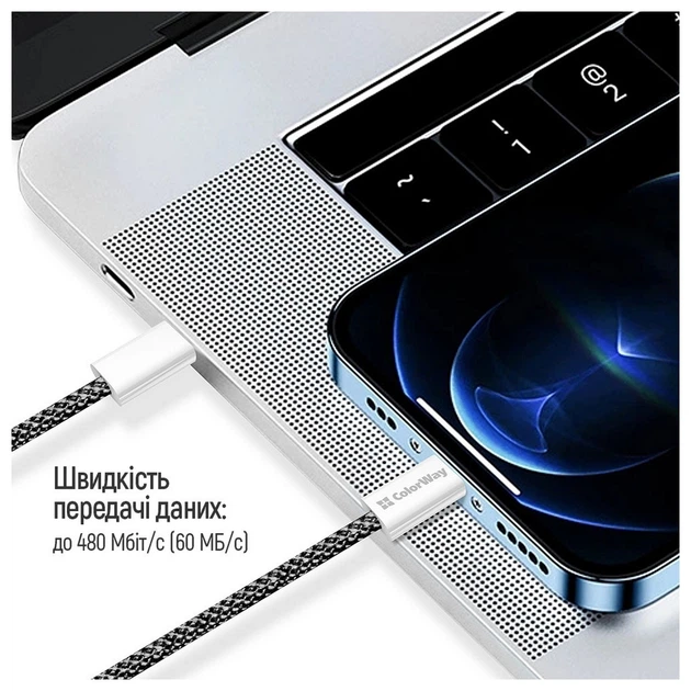 Кабель ColorWay USB Type-C - USB Type-C (M/M), 3.0 А, 2 м, Black (CW-CBPDCC068-BK) - зображення 14