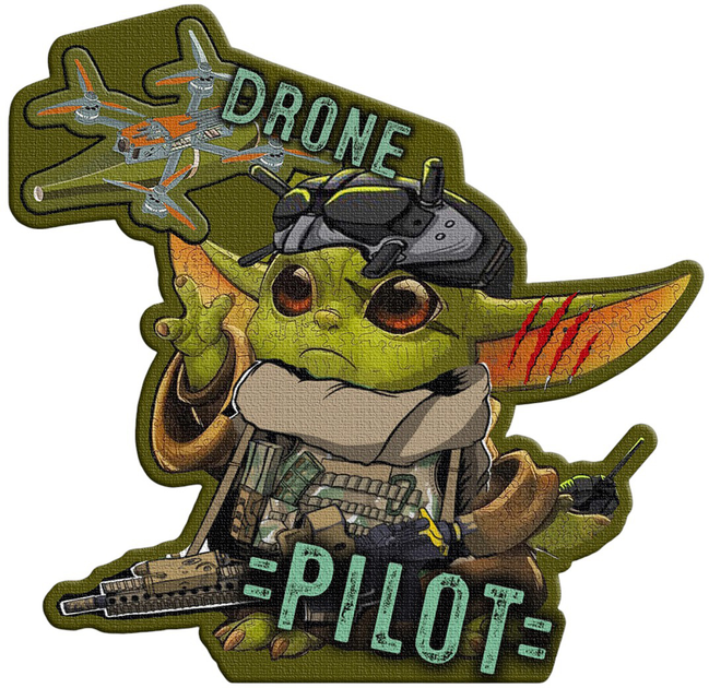 Військовий шеврон Shevron.patch майстер Йода з дроном і автоматом на липучці (YODA1) - зображення 1