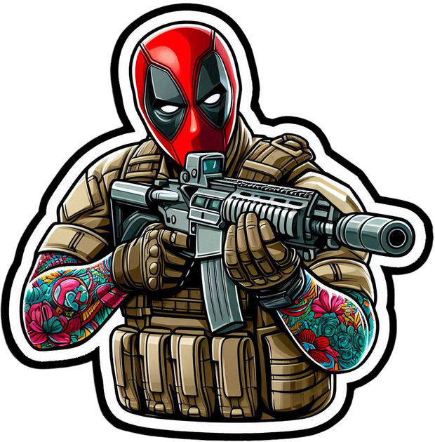 Военный шеврон Shevron.patch Дэдпул с автоматом на липучках (DEADPOOL1) - изображение 1