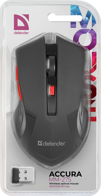 Мышь Defender Accura MM-275 Wireless Black/Red (52276) - изображение 6