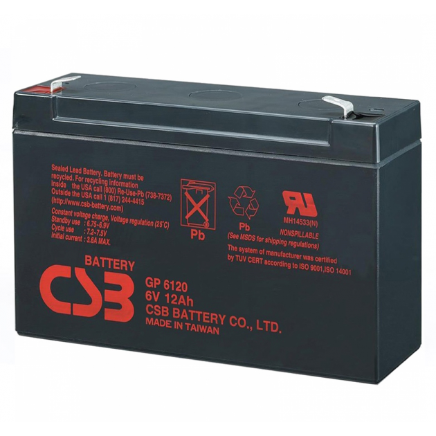 Аккумуляторная батарея CSB GP6120 6V 12Ah - Фото 1 Аккумуляторная батарея CSB GP6120 6V 12Ah - изображение 1