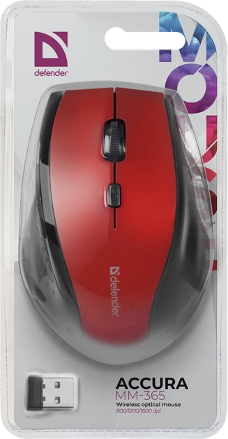 Мышь Defender Accura MM-365 Wireless Red (52367) - изображение 5