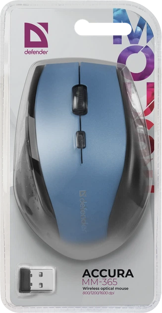 Мышь Defender Accura MM-365 Wireless Blue (52366) - Фото 5 Мышь Defender Accura MM-365 Wireless Blue (52366) - изображение 5