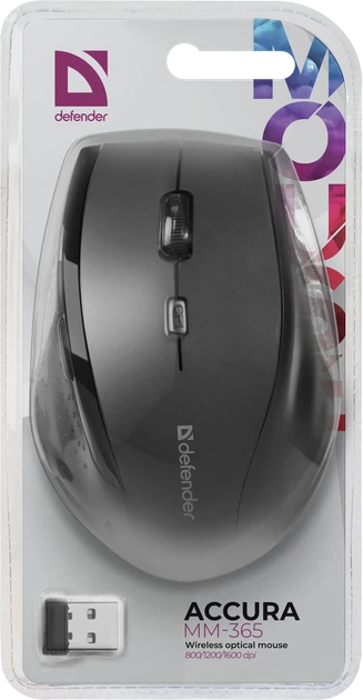 Мышь Defender Accura MM-365 Wireless Black (52365) - изображение 5