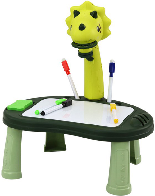 Stolik-projektor do rysowania LEAN Toys Projection Board Dinozaur Triceratops + Dwie gry 2 w 1 Zielony (5905991009887) - obraz 3