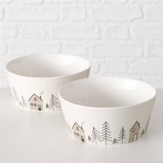 Миска Boltze Home Homewood із зимовим мотивом ялинок Бежева Ø 15 см (5902973443912) - зображення 5