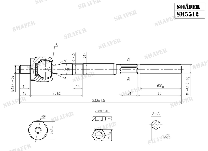 Рульова тяга Shafer SM5512 Renault Laguna II-01 - зображення 2