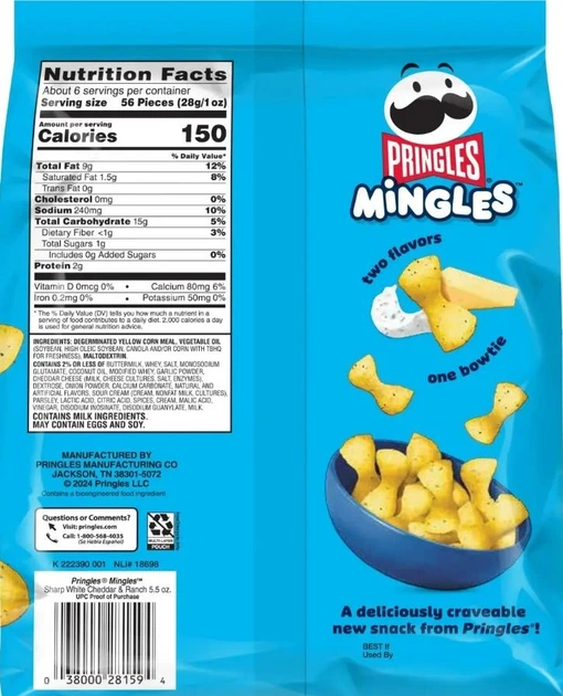 Снеки Pringles Mingles Sharp White Cheddar and Ranch Puffed Snacks 155 г - зображення 3
