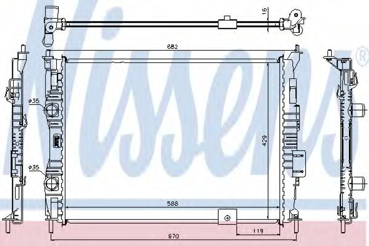 Радіатор NS QASHQAI(07-)1.6 16V[OE 21400-JD000] Nissens (67364) - зображення 1