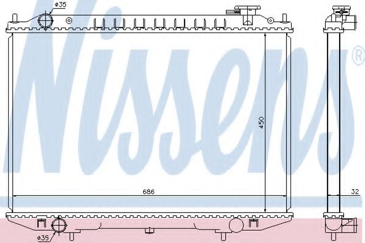 Радіатор NS KING CAB D22(98-)2.5 TD(+)[OE 21410-VK505] Nissens (68721) - зображення 1