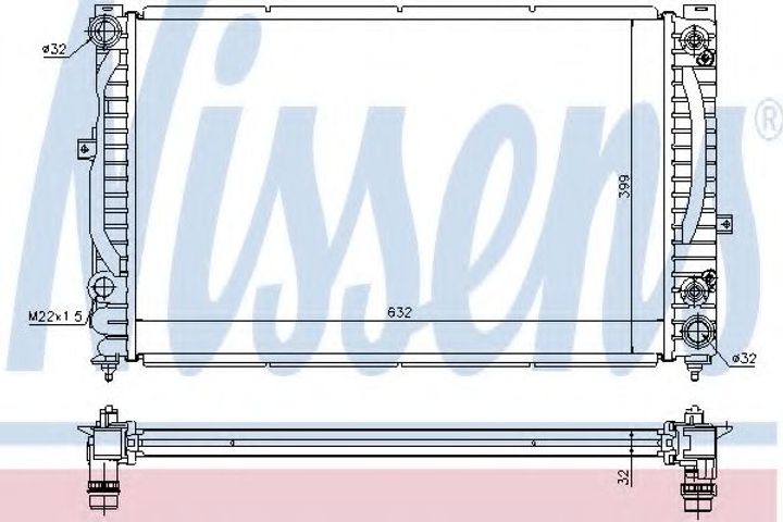 Радиатор AI A 4/S 4(94-)2.4 и V6(+)[OE 4B0.121.251 AF] Nissens (60228A) - изображение 1