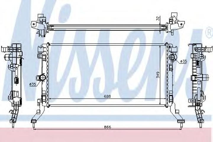 Радиатор RN LAGUNA III(07-)2.0 dCi(+)[OE 21 41 000 05R] Nissens (637603) - изображение 1