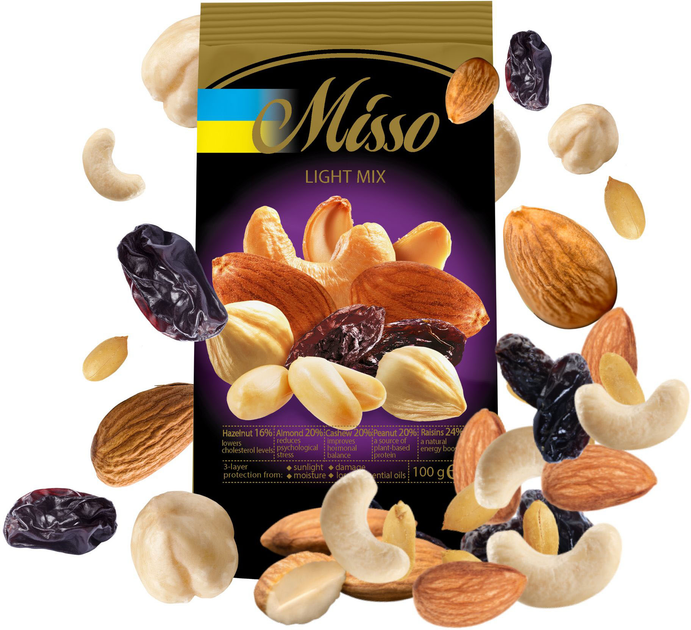 Фруктово-ореховое ассорти Misso Лайт Микс 100 г (0.1 кг) (4820232570852) Фруктово-ореховое ассорти Misso Лайт Микс 100 г (0.1 кг) (4820232570852)