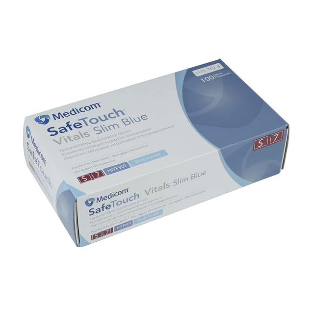 Перчатки нитриловые без талька Medicom SafeTouch Advanced Blue S 100 шт (8718007913637) (0125197) - изображение 1