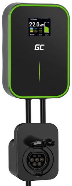 Зарядний пристрій Green Cell Wallbox EV PowerBox 22 кВт з розеткою та RFID (5907813968211) - зображення 1