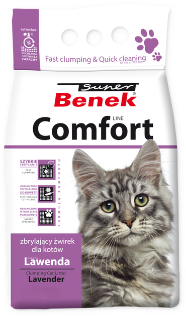 Наповнювач для котячого туалету Benek Comfort бентонітовий Лаванда 10 л (5905397024224) - зображення 1