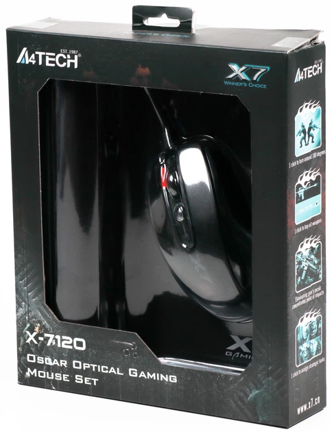 Комплект A4Tech X-7120: Мышь X-710BK USB Black + игровая