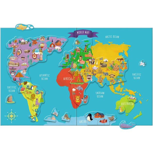Puzzle DoDo magnetyczne - Mapa Świata 145 elementów (200201) (4820198243548) - obraz 4