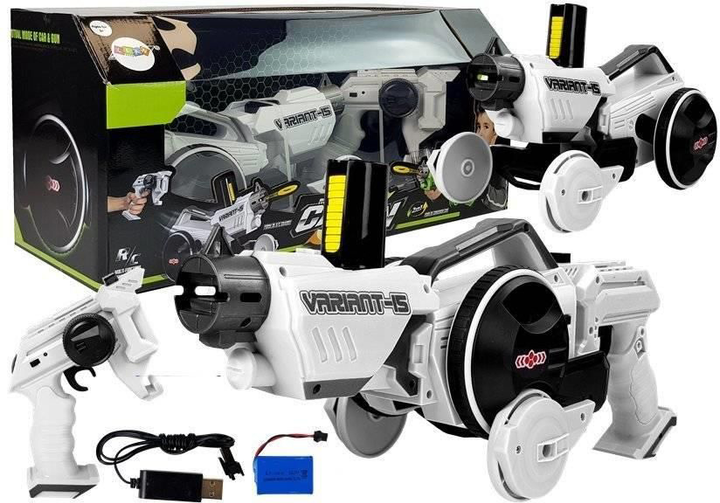 Автомобіль на радіокеруванні LEAN Toys 2 в 1 Пістолет-пускова установка Білий (5903802458381) - зображення 3