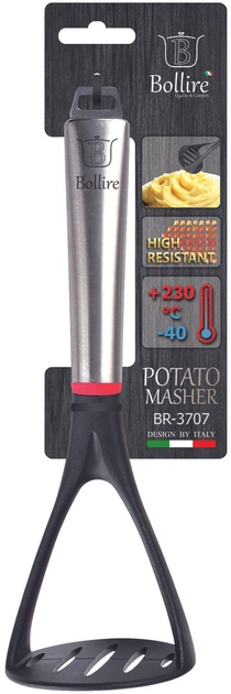 Картофелемялка пластиковая с ручкой из нержавеющей стали Bollire 25 см (BR-3707) - изображение 2