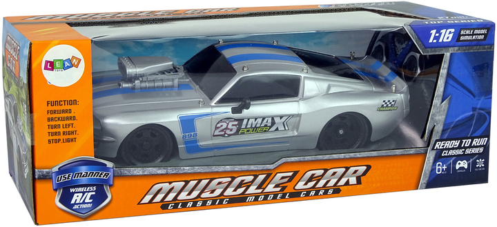 Samochód sportowy zdalnie sterowany Leantoys Muscle Car 1:16 Szary (5904665991251) - obraz 1